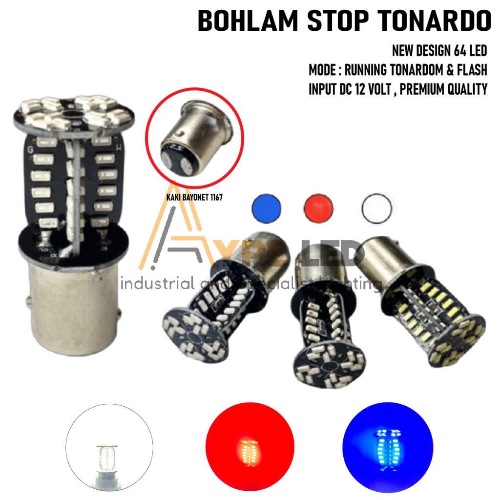 Bohlam Stop Led Running Motor Model Tonardo 64 Led Input DC Motor Lampu stop Motor