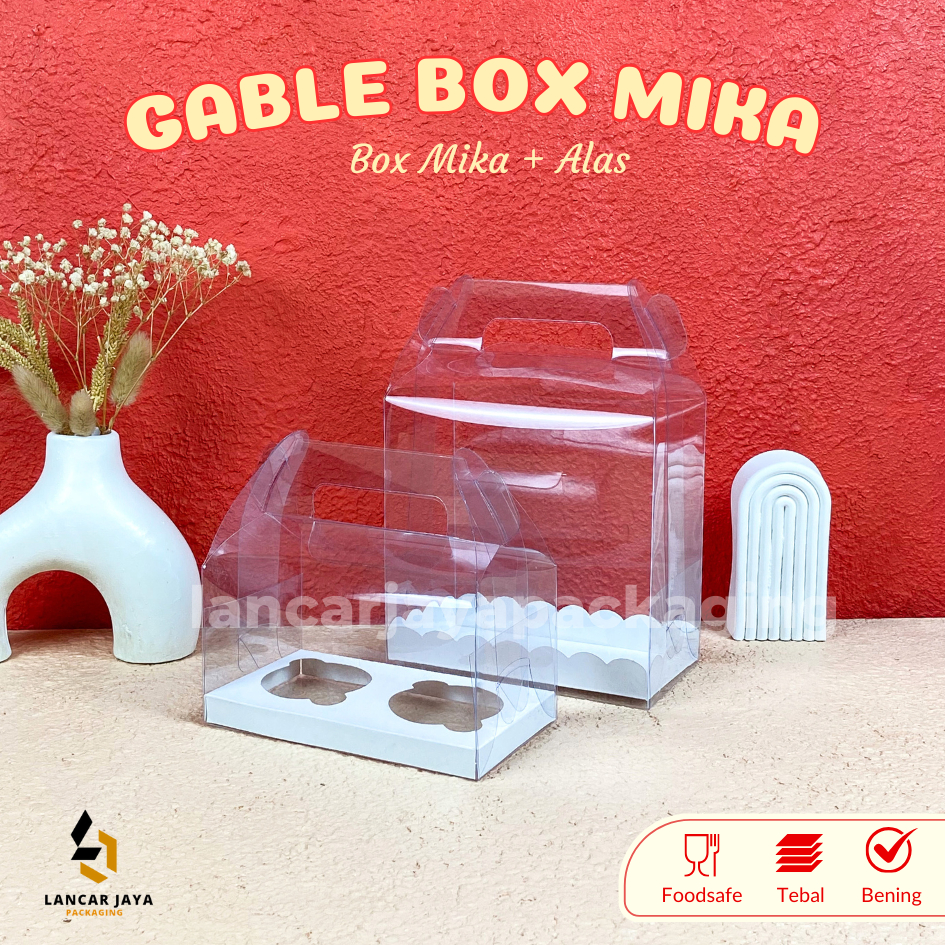 Gable Box Mika Tas Jinjing Tenteng Dos Handle Muffin Cupcake Kue Tart Mini Puding Snack Parcel Hampe