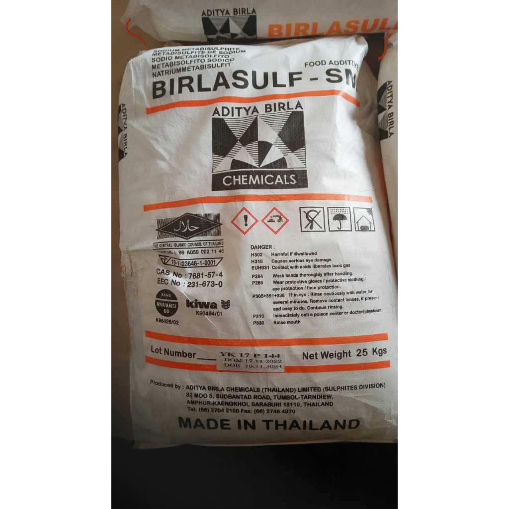 

Sodium Metabisulfite SMB Thailand Food Grade 25 kg