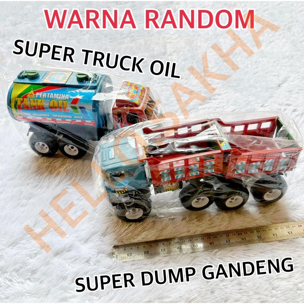 MAINAN SUPER TRUCK TANK OIL DAN SUPER DUMP TRUK GANDENG GANDENGAN BAK DUMP TERBUKA MUAT MUATAN CONST