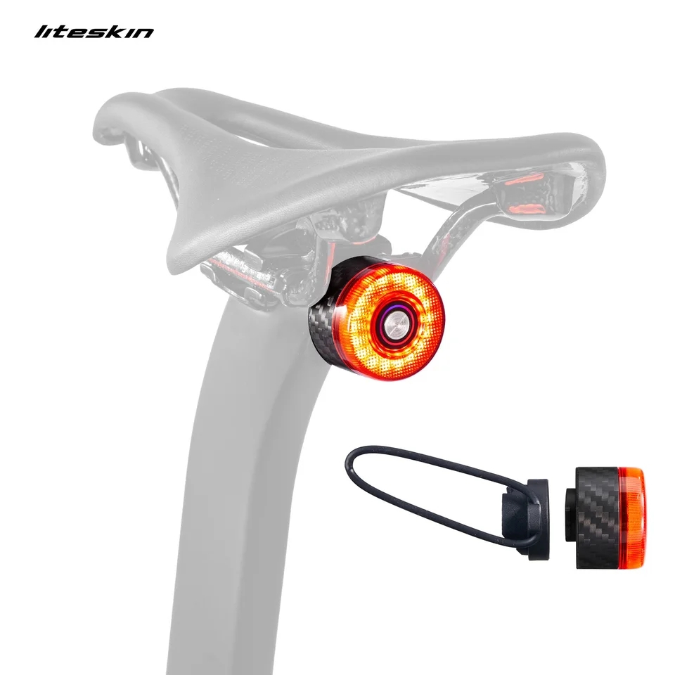 Liteskin Lampu Belakang Sepeda Bahan Carbon Smart Rear Dual Mount LED Usb Charging Tipe C