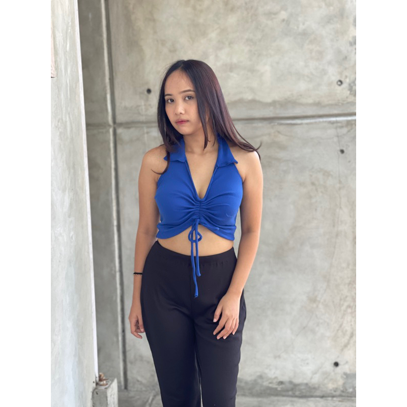 Mianabali - Lisa Tanktop Kerah Serut bahan Rib Premium Tanktop Backless Polos Rib Knit