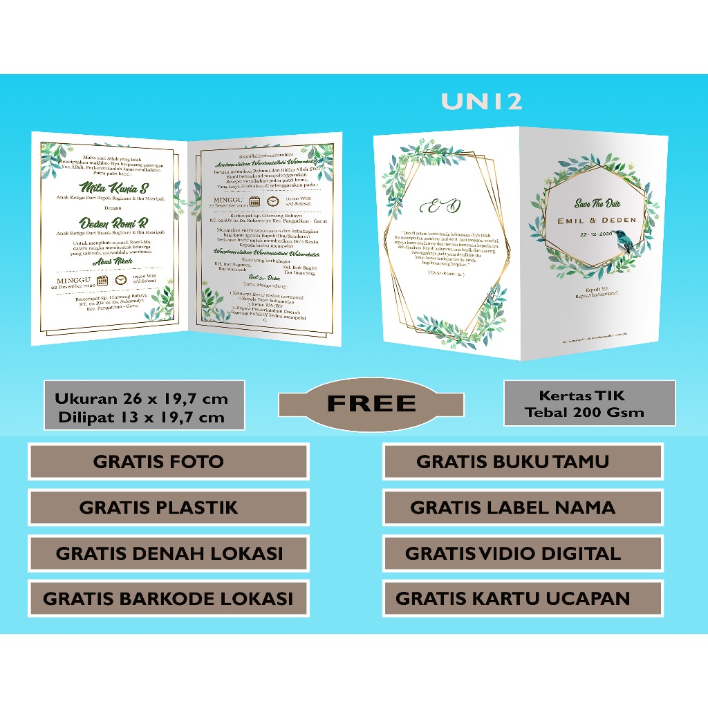 undangan nikah / pernikahan, UN004 undangan sunat khitanan unik simple min order 50 pcs