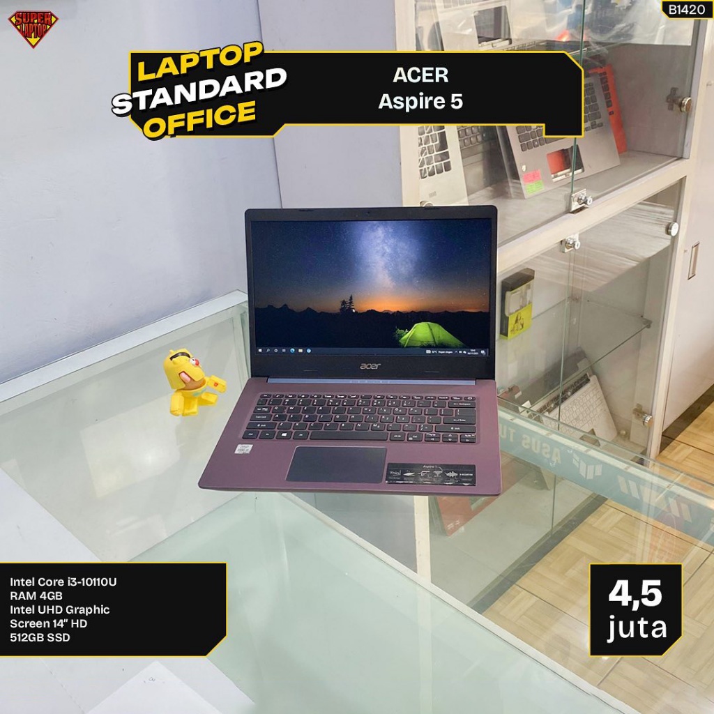 Laptop Acer Aspire 5  Intel Core i3-10110U RAM 4GB SSD 512GB 14 Inch HD