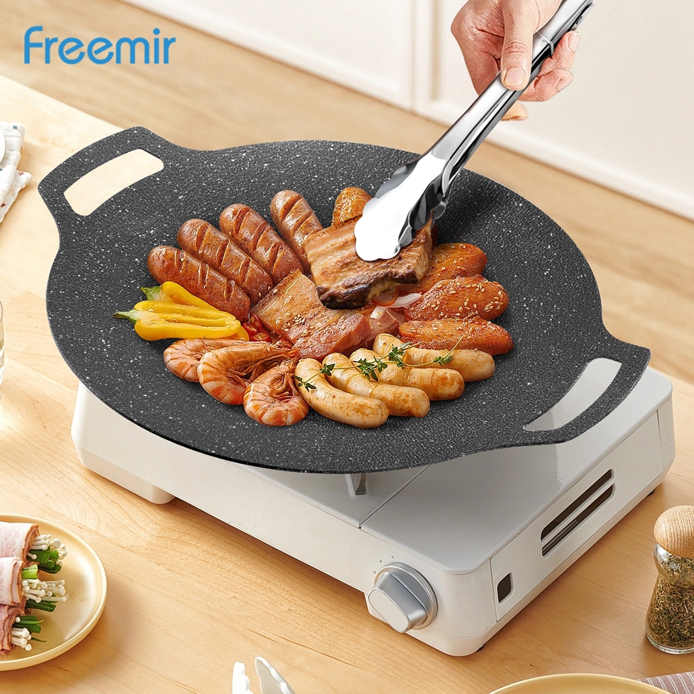 [SPECIAL] freemir Wajan 30cm Panggangan BBQ Grill Pan Anti Lengket Batu Medis FREE Capitan Stainless