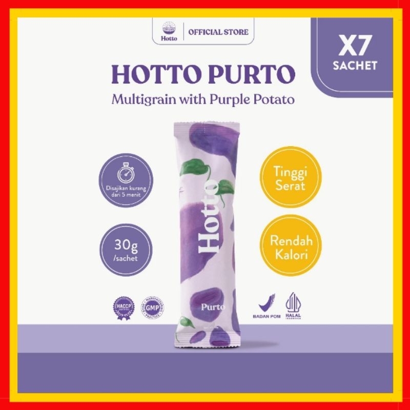 

HOTTO PURTO 7 SACHET MULTIGRAIN WITH PURPLE POTATO ORIGINAL OAT UBI UNGU SUPLEMEN SEREAL || ASENDO