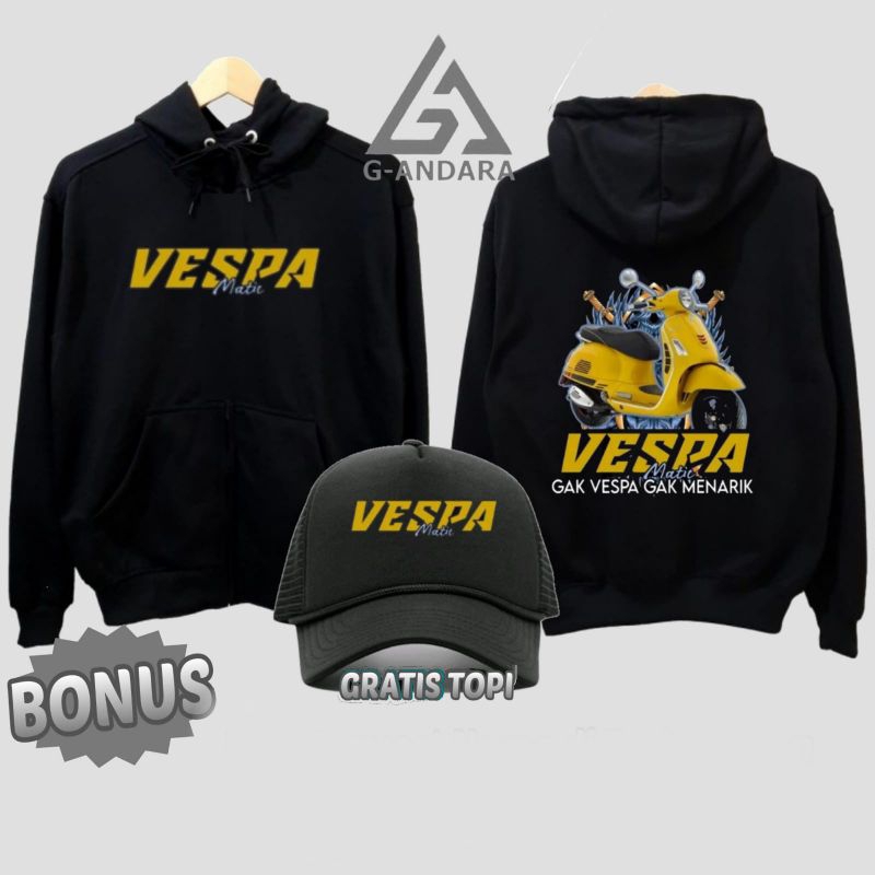 HOODIE JUMPER OTMOTIF VESPA MATIC GA VESPA GA MENARIK DESAIN TERBARU
