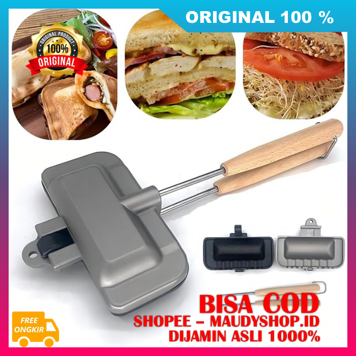 Plat Sandwich Panggang Alat Cetakan Sandwich Roti Bakar Mini Cetakan Roti Sandwich Waffle Maker ASLI