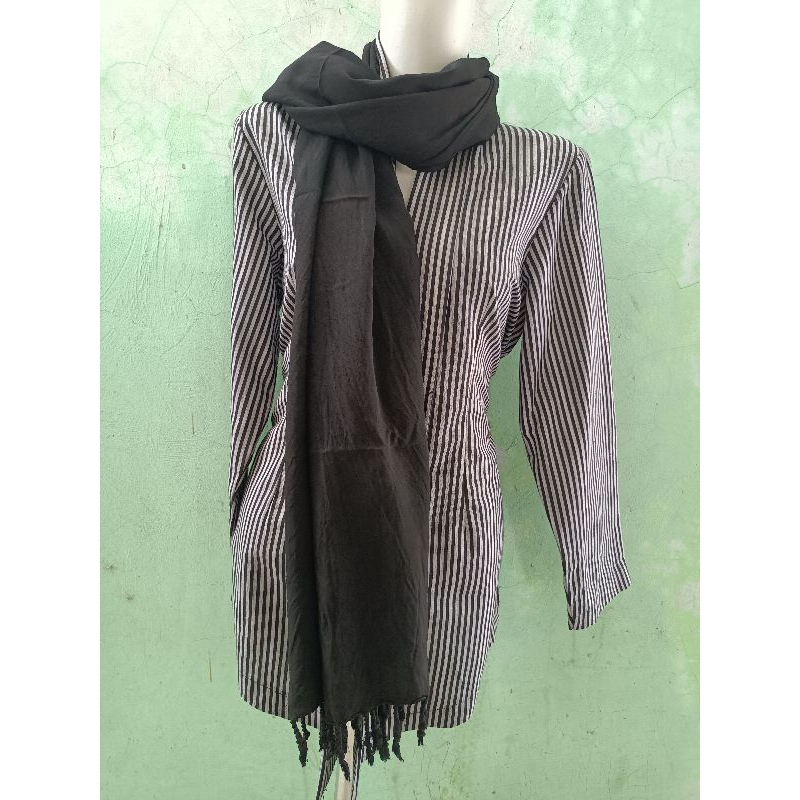 Pashmina syal tenun ATBM hitam polos