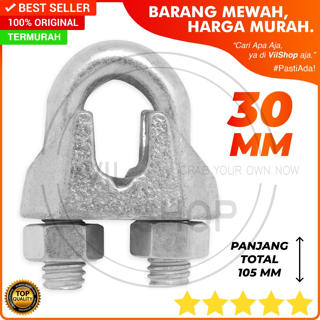 KLEM SELING BAJA 30MM 30 MM / KLEM SLING KLEM TALI KLEM KAWAT CLAMP U KABEL SLING KUKU MACAN PENGUNC