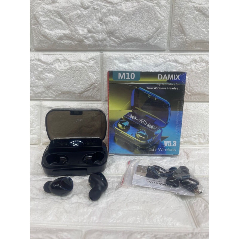 Handsfree Bluetooth Tws M10 + Powerbank V5.3 True Wireless Headset