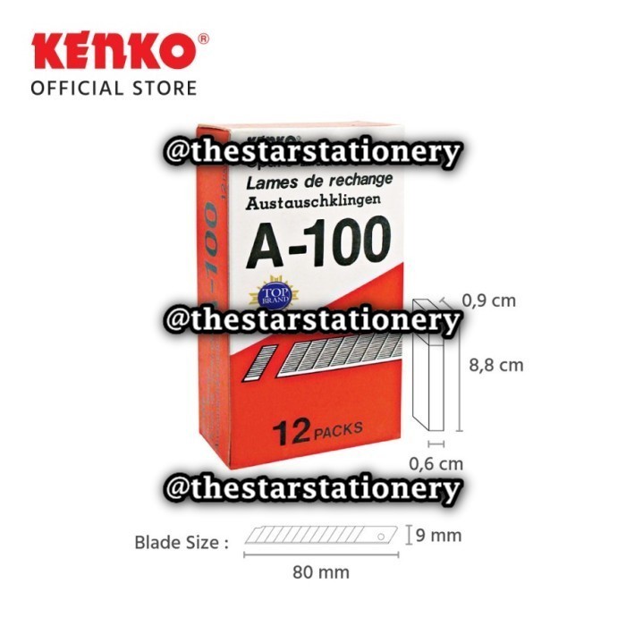 

(1 Tube Isi 5 Pcs) GROSIR Isi Cutter Kenko A-100 Asli (9 Mm) / Cutter Blade Refill Kenko A-100