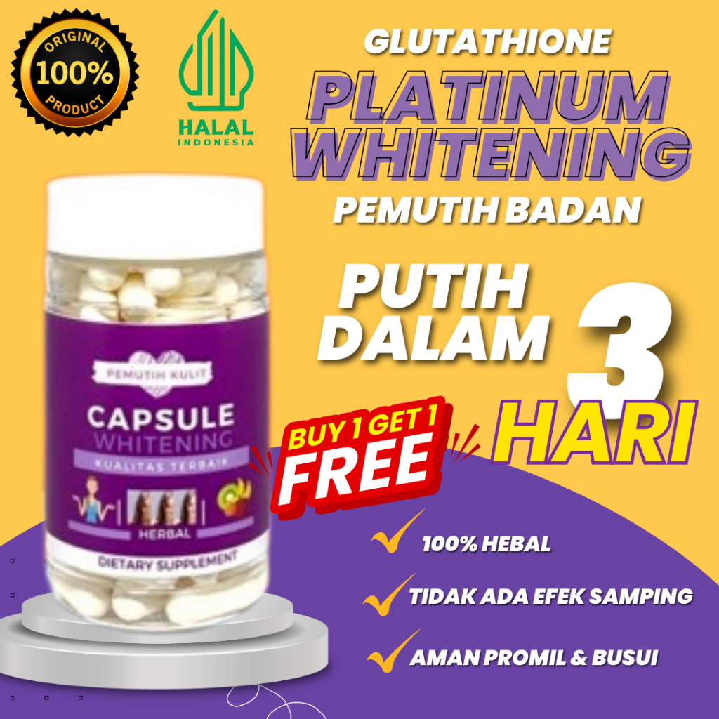 PLATINUM WHITENING GLUTATHIONE KAPSUL UNGU PEMUTIH KULIT | CAPSULE WHITENING | PEMUTIH KULIT WAJAH D