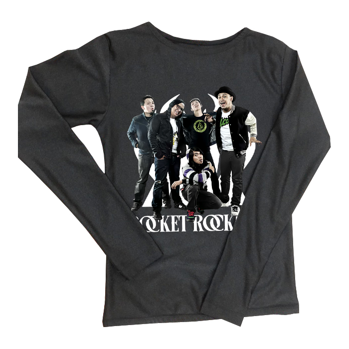Kaos Tangan Panjang Rocket Rockers Band Tshirt Black Bahan Katun Kombed 30s | 100% Cotton