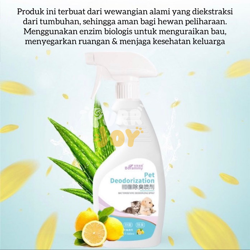 PURRJOY Borammy Pet Deodorization 500 ml / Penghilang Bau Kotoran Pipis Pesing Hewan Peliharaan Anjing Kucing / Spray Penghilang Bau Pesing Kandang Anjing Kucing