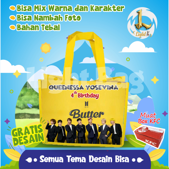 

TAS SOUVENIR ULTAH BTS CUSTOM/TAS SOUVENIR PREMIUM /GRATIS DESAIN/BONUS FOTO ANAK/GOODIE BAG CUTE BTS/TAS ULANG TAHUN BTS/TAS ULTAH CUSTOM / TAS SOUVENIR 2 HARI JADI/ TAS ULTAH / TAS ULANG TAHUN / BISA TAMBAH FOTO ANAK