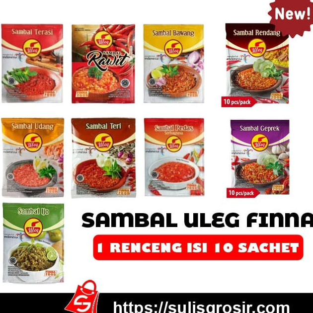 

↕➨⁑✲ Sambal Uleg Finna Sachet 1 Renceng Isi 10 Sachet Stock Banyak