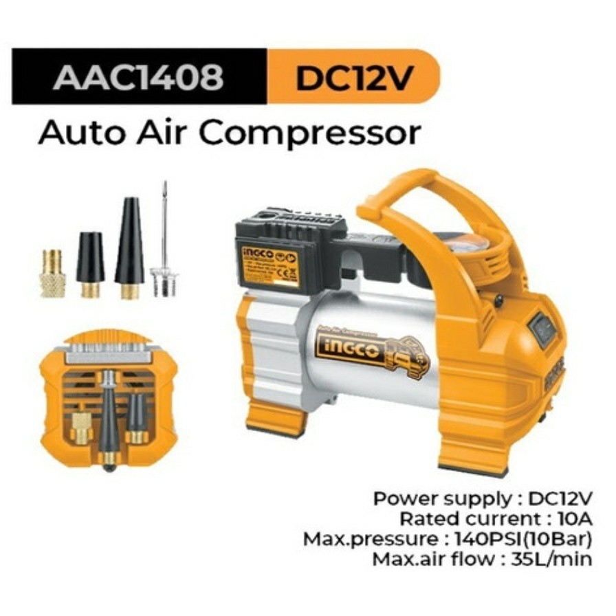 Compressor Angin Mini Portable Pompa Ban Mobil DC 12 Volt INGCO
