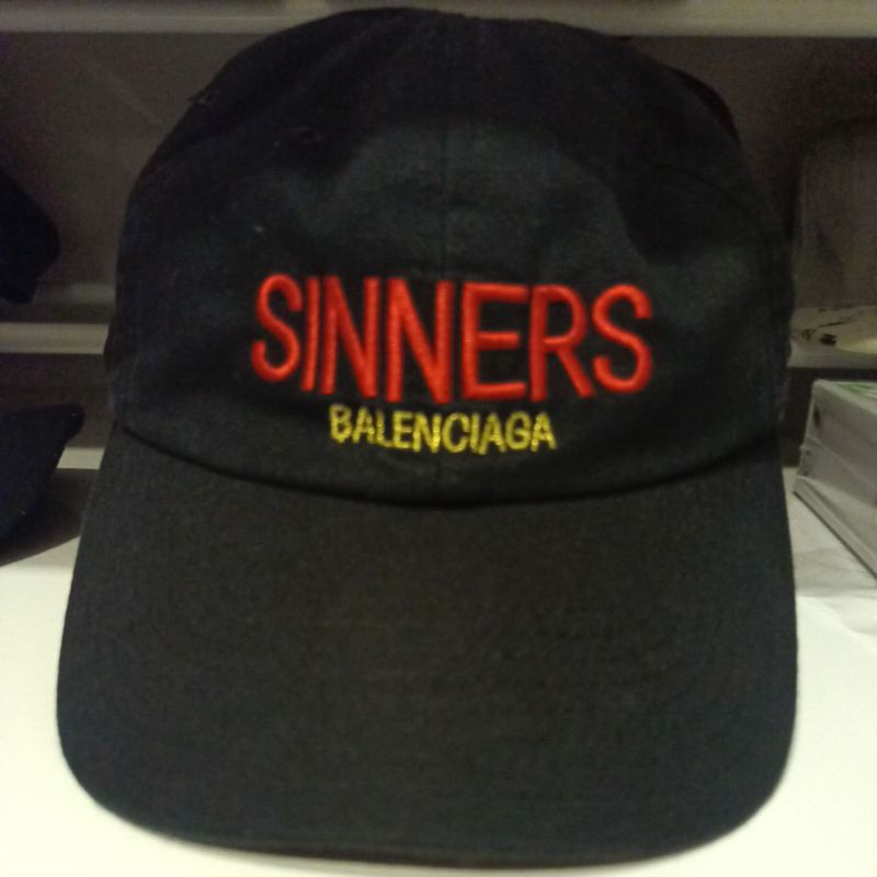 topi cap sinners balenciaga black hitam