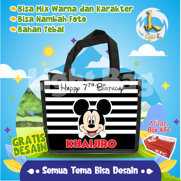 

TAS SOUVENIR ULTAH MICKEY CUSTOM / TAS SOUVENIR PREMIUM / GRATIS DESAIN / BONUS FOTO ANAK / GOODIE BAG CUTE MICKEY / TAS ULANG TAHUN MICKEY / TAS ULTAH CUSTOM / TAS SOUVENIR 2 HARI JADI / TAS ULTAH / TAS ULANG TAHUN / BISA TAMBAH FOTO ANAK