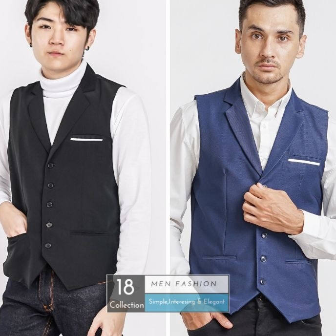 New [PREMIUM] Vest Formal Pria Kerah Collar Lapel.