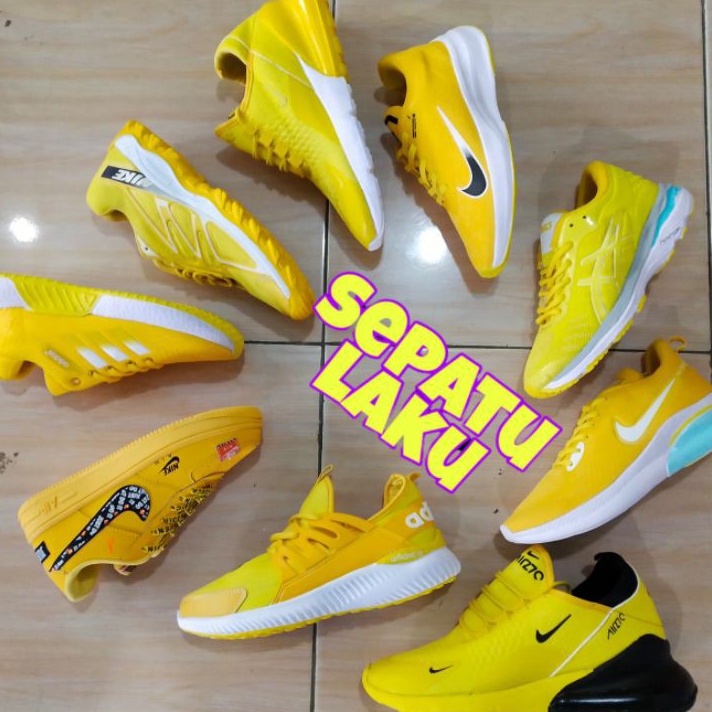 ←➲❊✩ SEPATU OLAHRAGA WANITA SEPATU SPORT CEWEK SEPATU SENAM AEROBIK WARNA KUNING SEPATU RUNNING