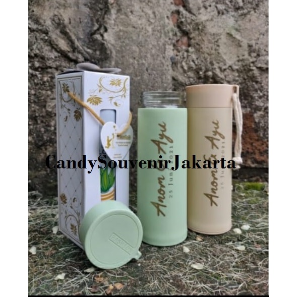 Souvenir Pernikahan Termurah - Botol Kaca Kaktus - Sablon