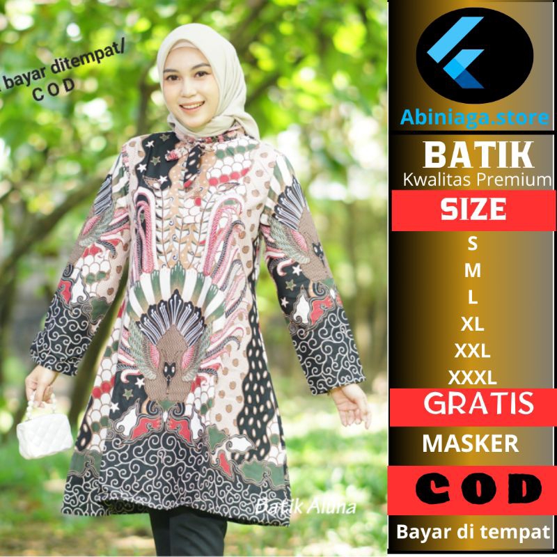 Baju Batik Wanita Tunik Premium Aluna TBA 005