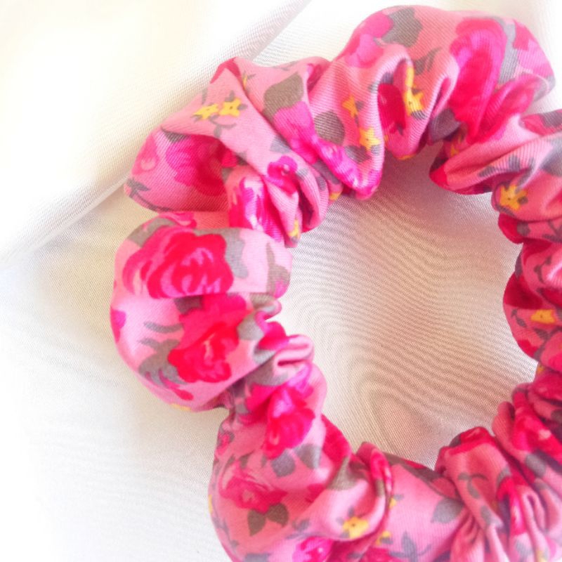 Scrunchie Premium Motif Flower ❤️| Scrunchie Ala Korea | Scrunchie Hijab | Ikat Rambut Cepol | Kuncir Rambut