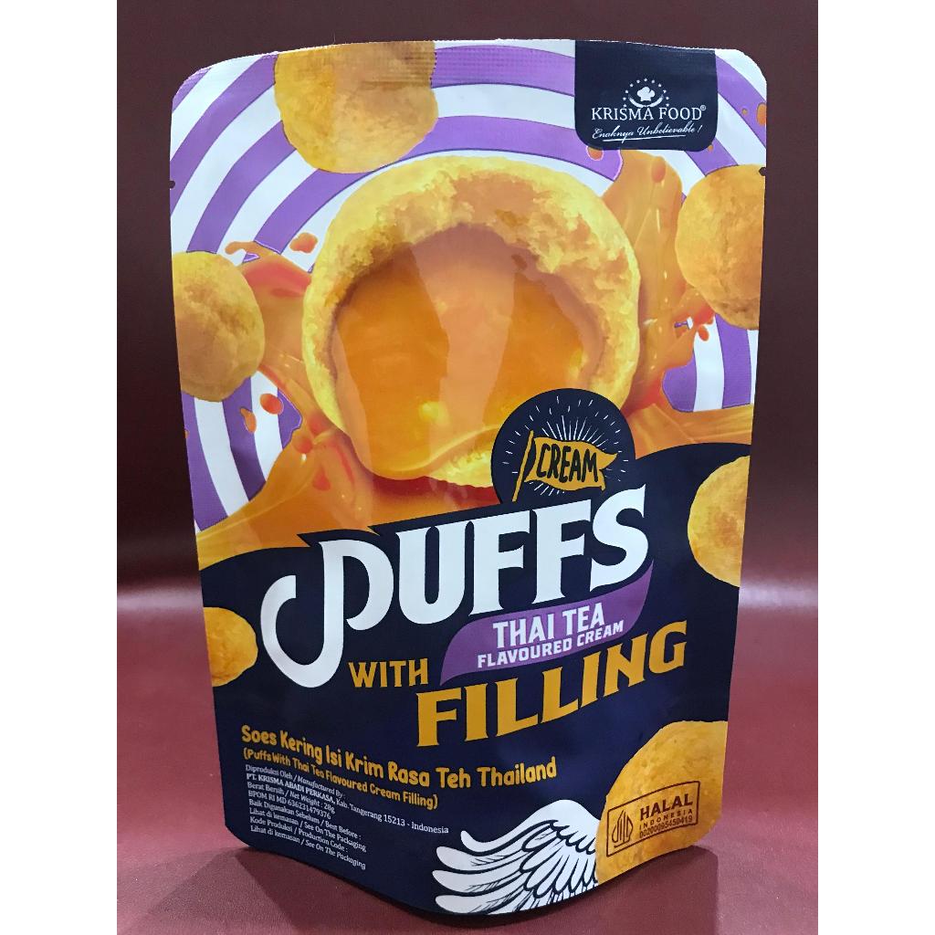 

Krisma Food Soes Kering Cream Thai Tea 28g - Cemilan Kue Soes Cream Rasa Thai Tea