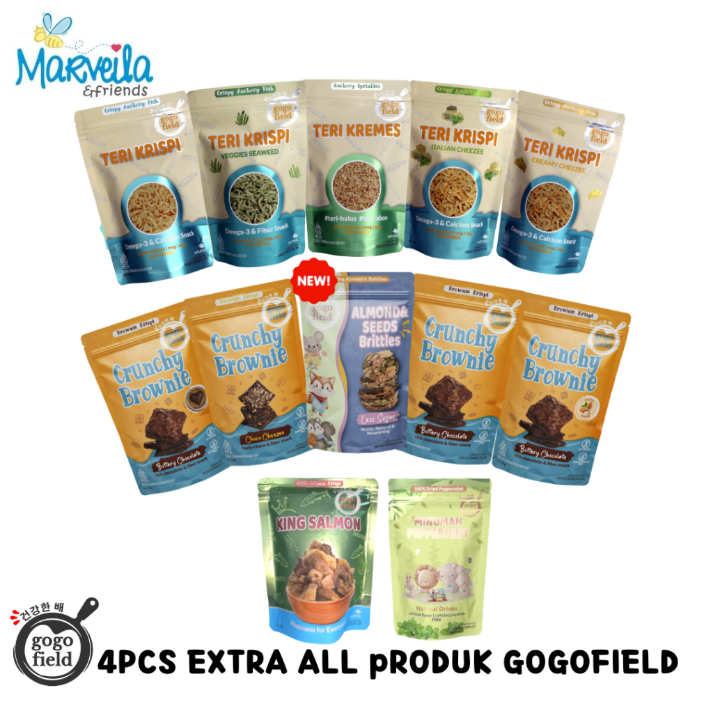 

Gogofield 4pcs EXTRA Produk Gogofield Snack Teri Krispi / Chrunchy Brownie / Salmon Krispi