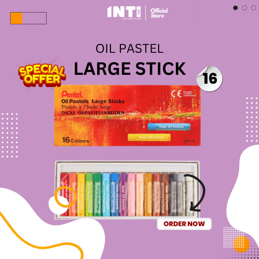 

Pentel Oil Pastels Crayon Pentel Krayon GH-16 Large Stick Kerayon Oil Pastel Isi 16 Warna