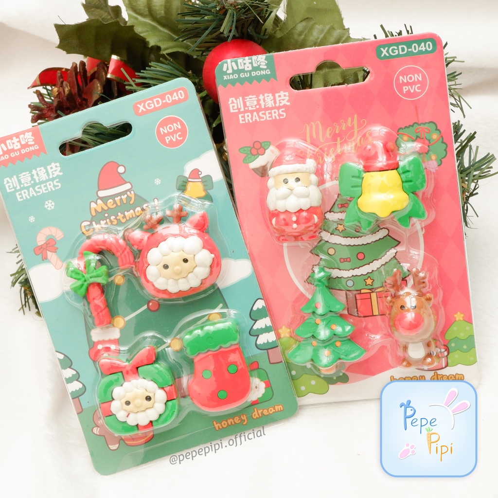 

Penghapus 3D Papan Natal XGD-040 Christmas Eraser Setip Hapusan Rudolph Santa Sowman Pohon Rusa