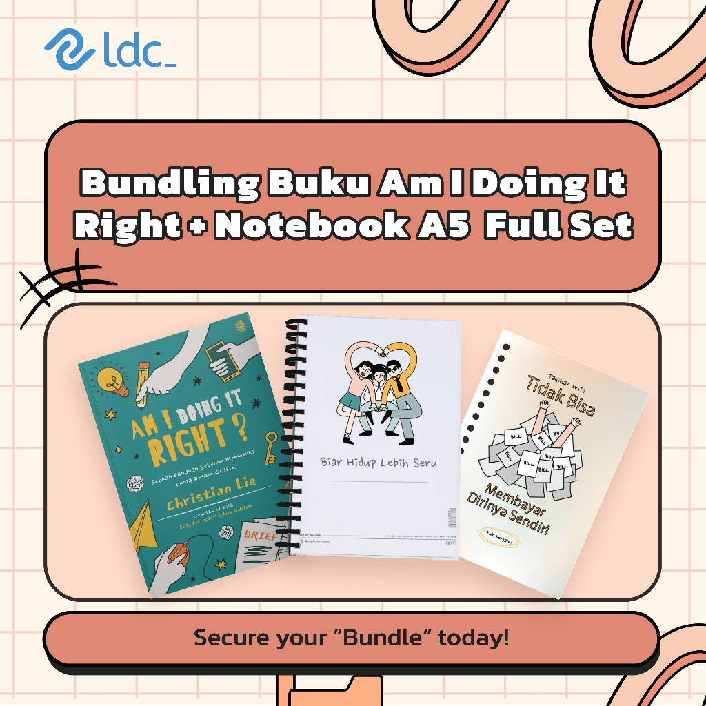 

Bundling Buku Am I Doing It Right + Notebook A5 | Buku Desain Grafis | Notebook Diary Agenda A5 Full set | Starterpack for Designers