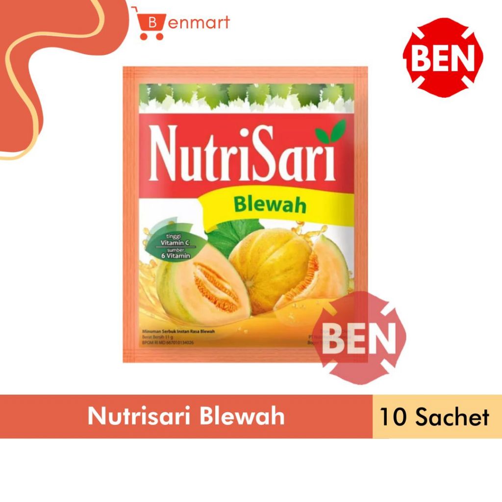 

NUTRISARI BLEWAH 1 RENCENG ISI 10 PCS 11 gr 11gr - Bungkus Saset Sachet Orange Pak Grosir Nutri Sari