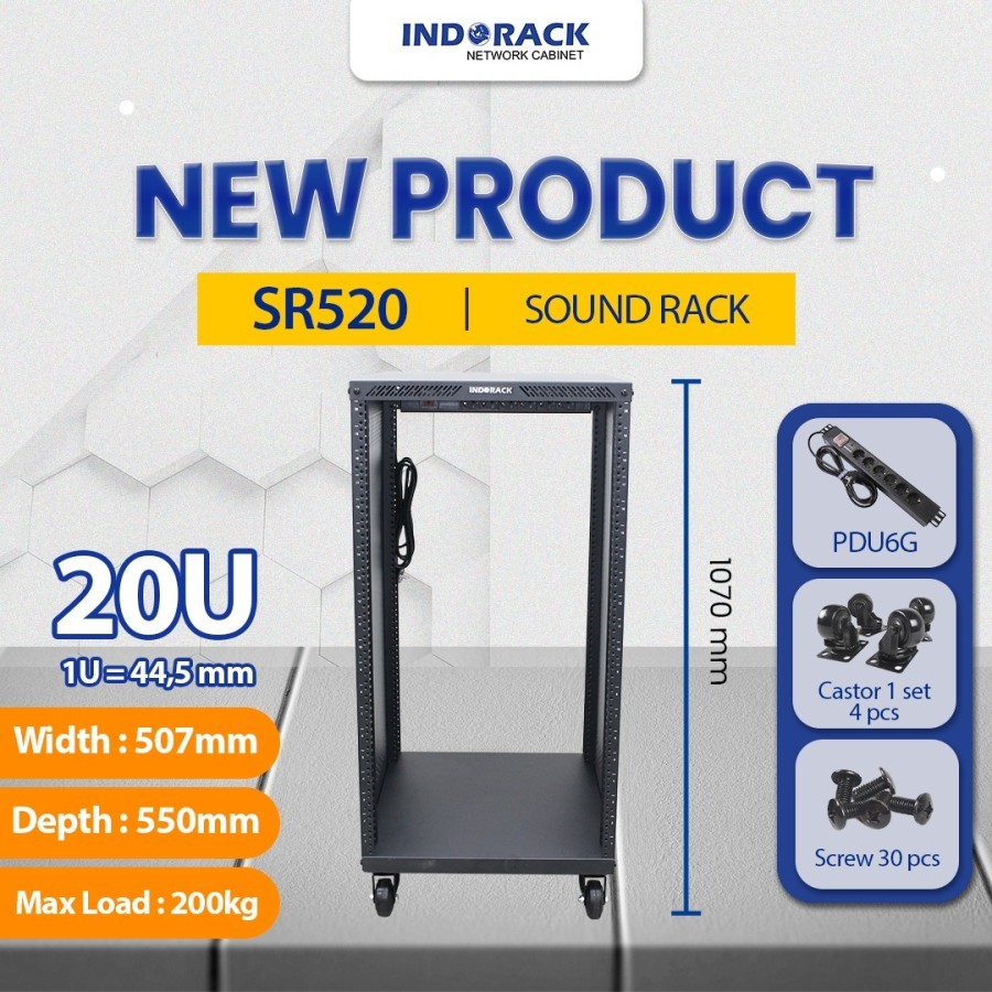 Audio rack System Mixer SR520/INDORACK Sound Rack 20U Depth 550mm original bergaransi