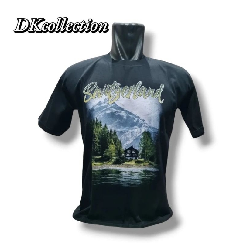 kaos hitam Switzerland souvenir baju swiss mechandise Switzerland