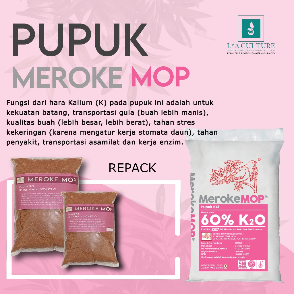 Termurah Pupuk Meroke Mop 1 Kg Pupuk Kcl Kemasan Repack