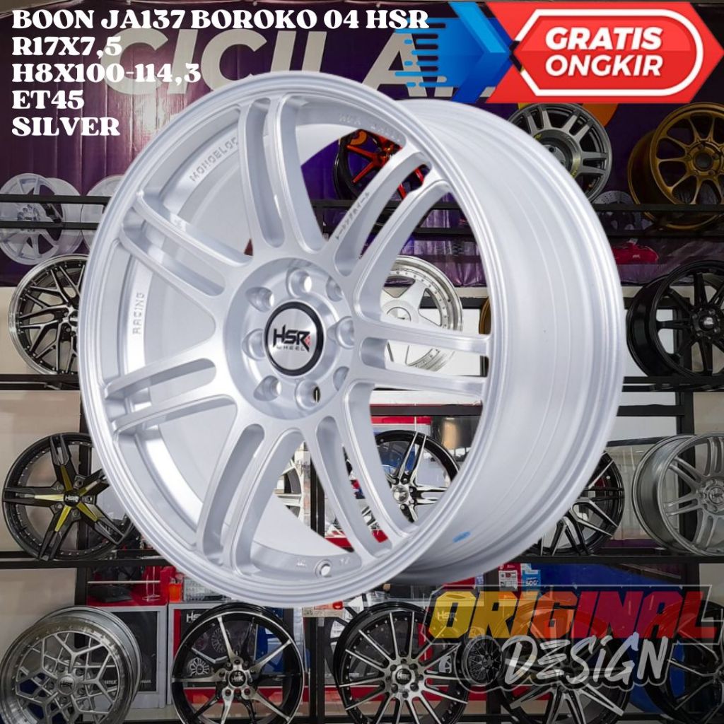 Velg Mobil Racing Ring 17 HSR BOON R17 SILVER AVANZA XENIA LIVINA CITY