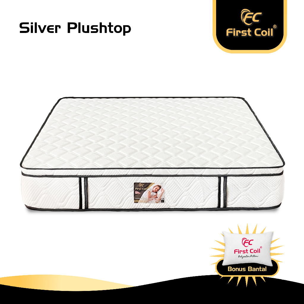 First Coil Springbed Silver Plushtop - Hanya Kasur Springbed