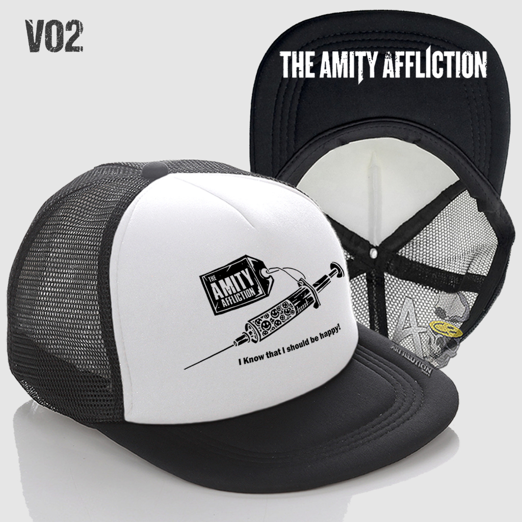 The Amity Affliction I Should Be Happy Topi Snapback Trucker Jaring Topi Band The Amity Affliction L