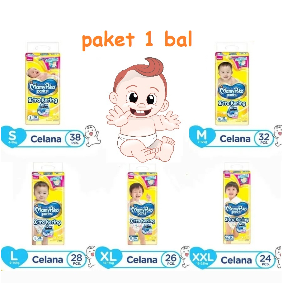 [1 DUS] MAMYPOKO Xtra Kering M32 - L28 - XL26 POPOK BAYI | PAMPERS