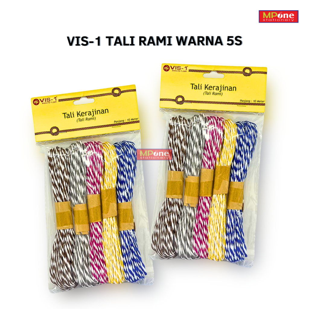 

Vis-1 Tali Rami Warna isi (1pack/5s) Tali Kerajinan Rami 10m/warna