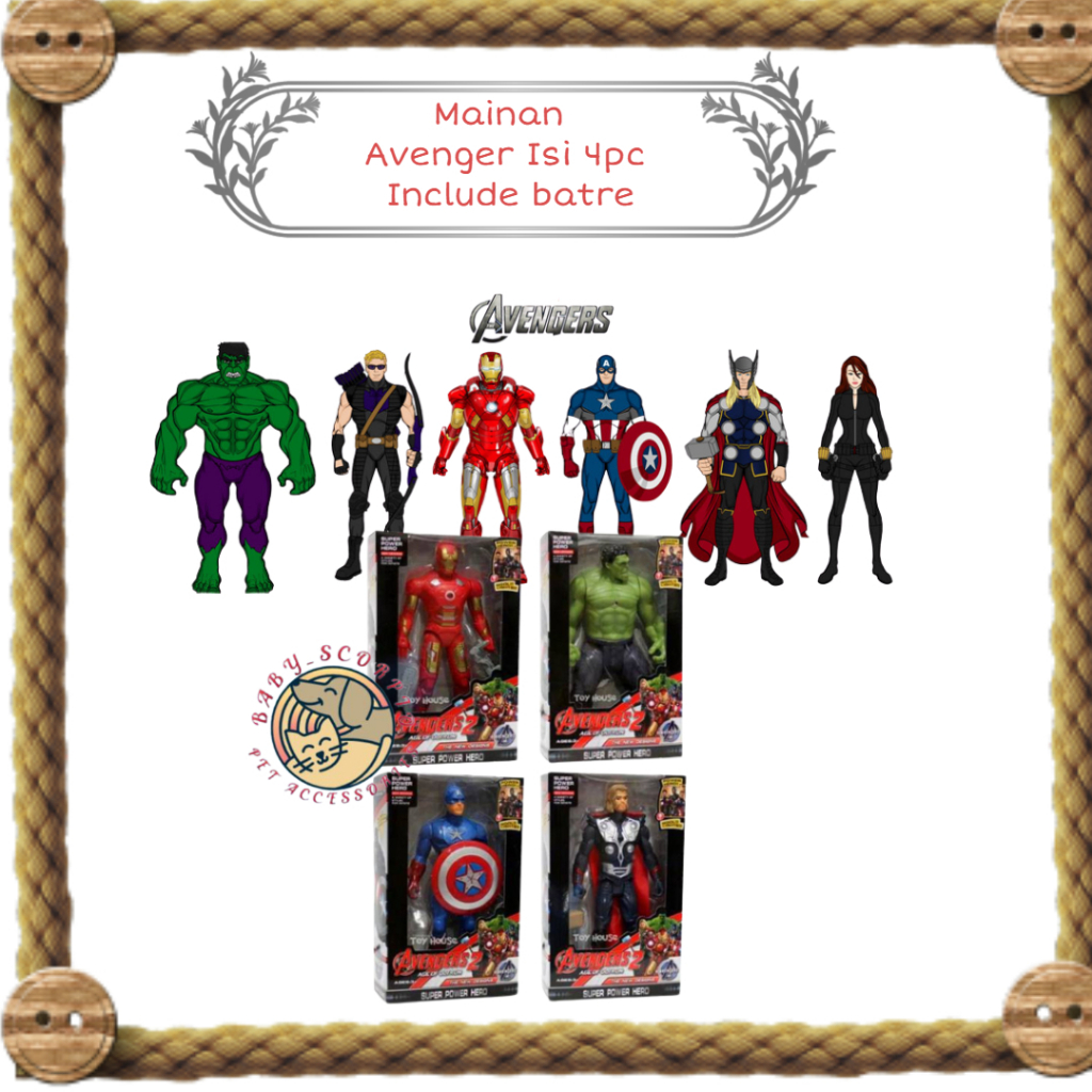 Mainan Figure Robot Avenger 1 Set Dapat 4 pcs Dapat Batre