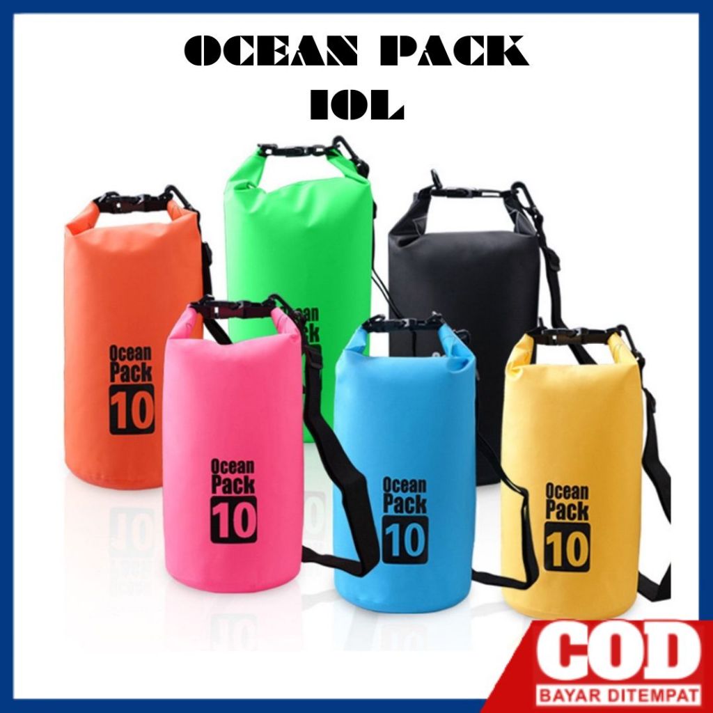 OCEAN PACK 10 L - Tas Anti Air - Waterproof Dry Bag - Travel Selempang