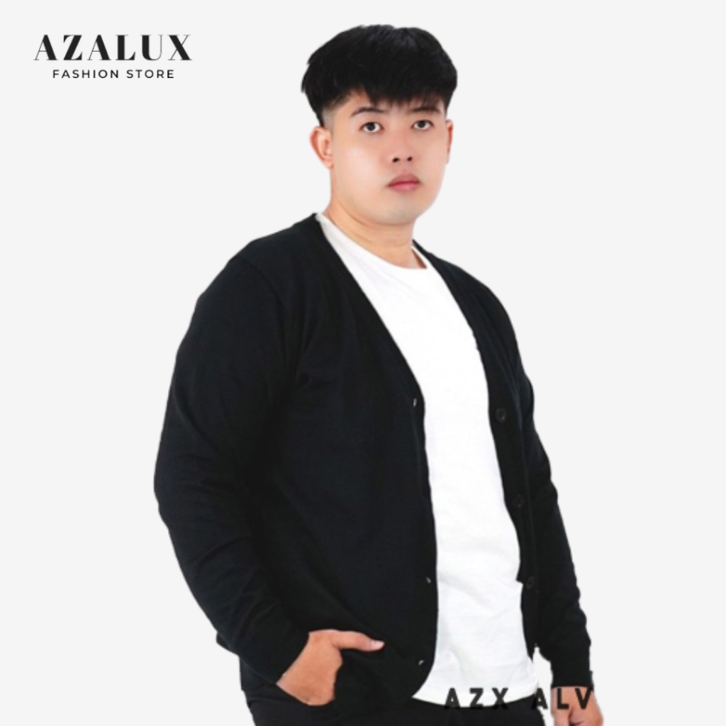Azalux Premium Cardigan V Neck BIG SIZE Sweater Rajut Halus Knitting Pria Cowok XL to XXL