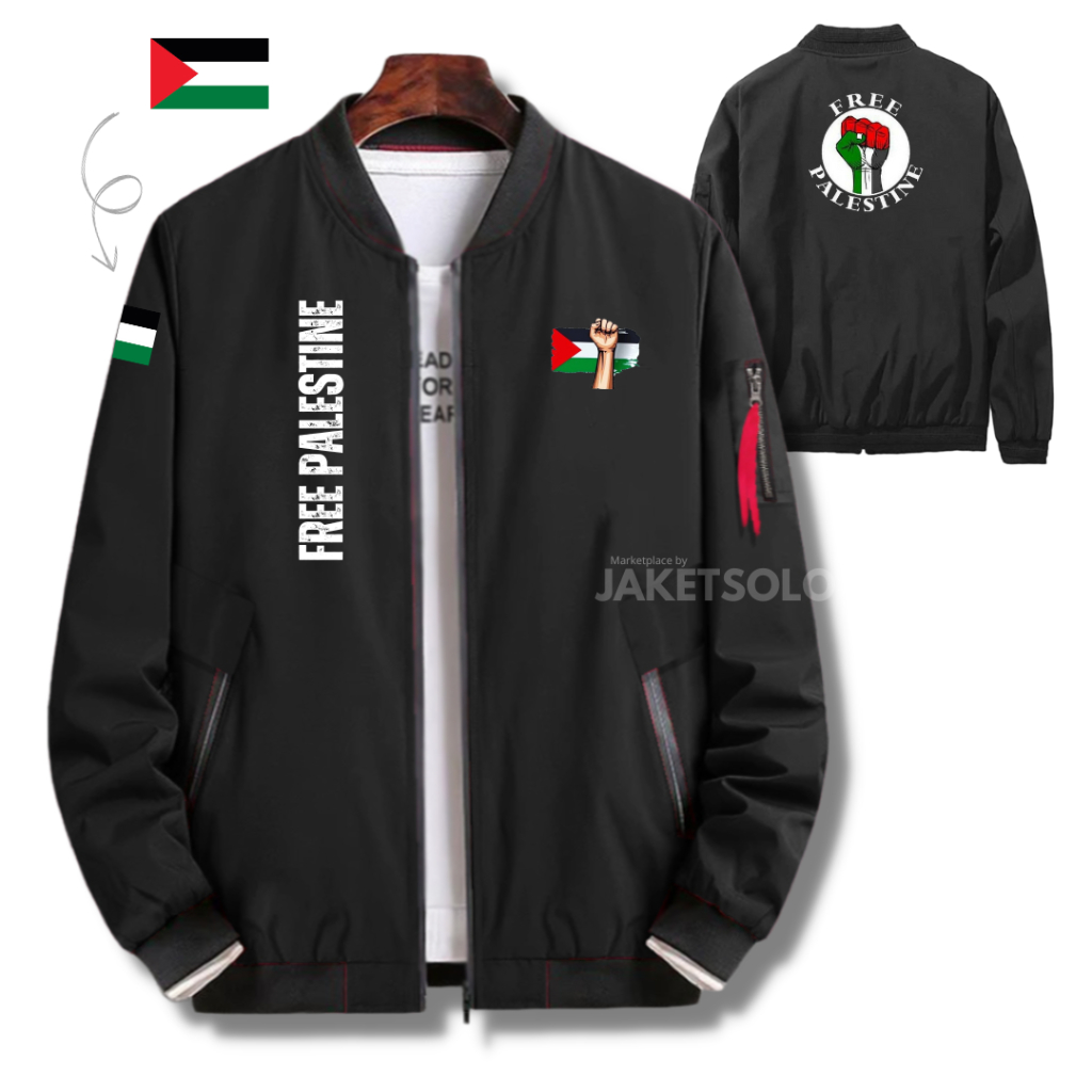 JAKET FREE PALESTINE JACKET BOMBER KEREN TERBARU CUSTOM PALESTINA