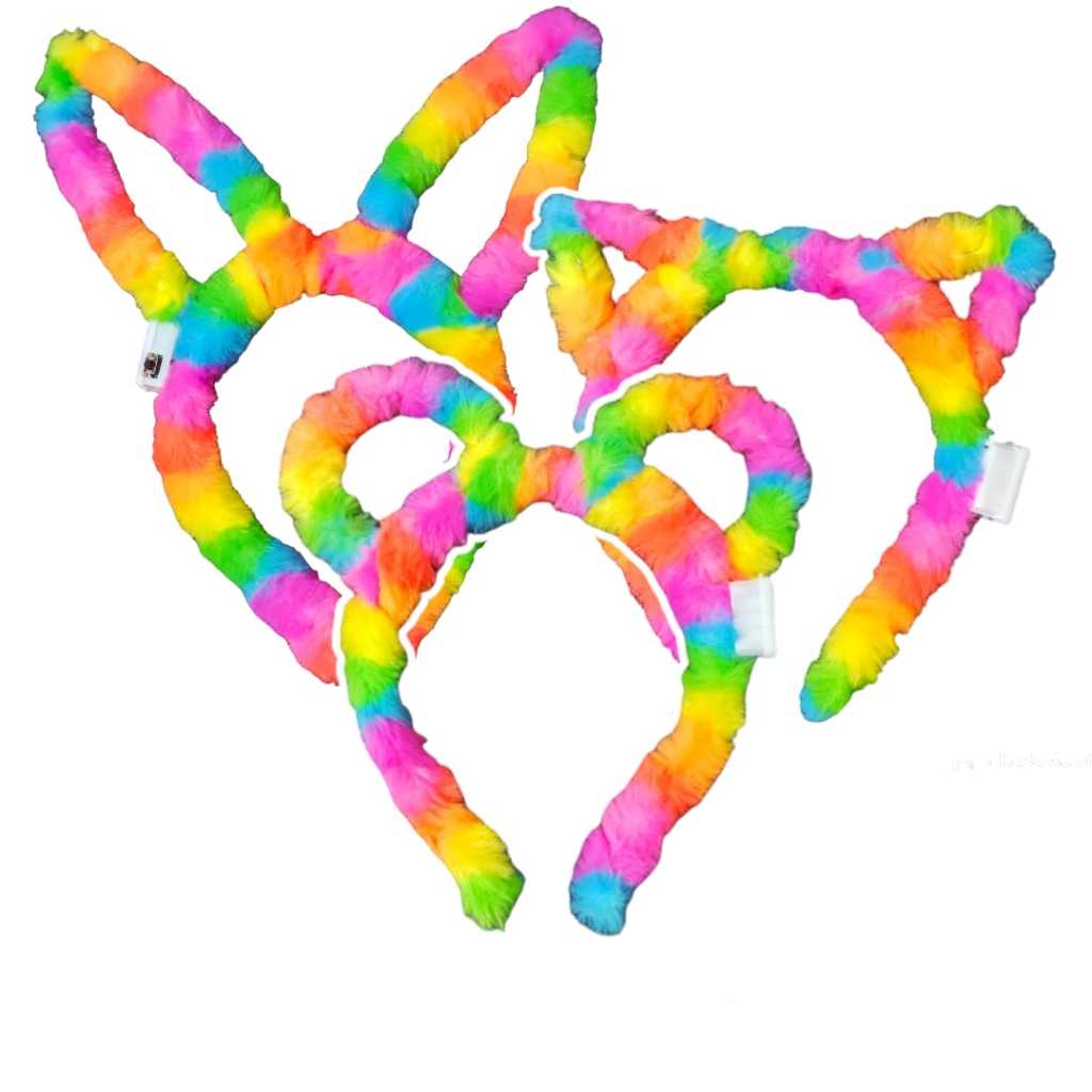 Bando Led Pesta Pelangi / Bando Kuping Kelinci / Kucing / Mickey