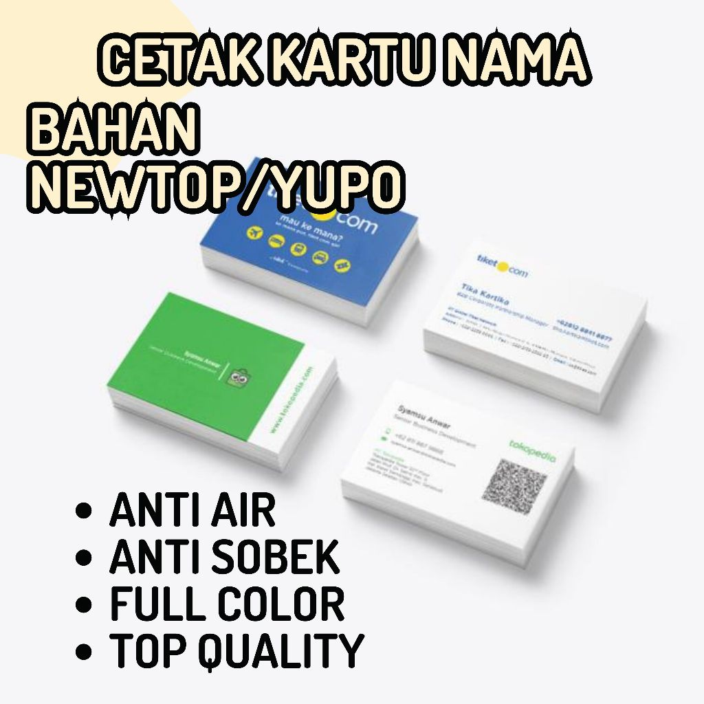 

Cetak Kartu Nama New Top/YUPO anti Air, anti Sobek Fullcolor