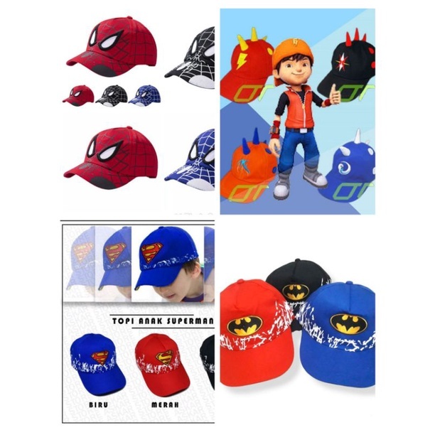 Topi Anak Boboboy Batman Superman Spiderman Batman